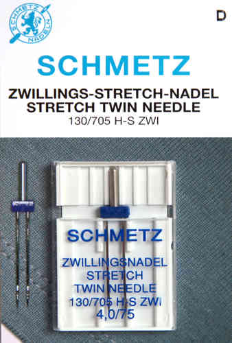 Schmetz Zwillingsnadel Doppelnadel 4,0/75 STRETCH TWIN 130/705