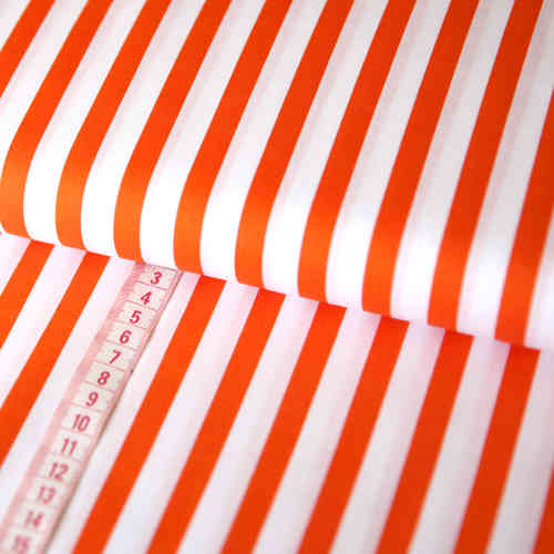 Baumwollstoff Patchwork Streifen Weiß auf Orange