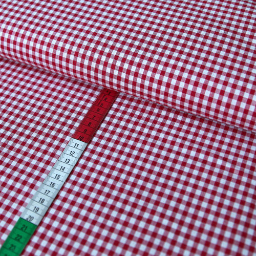 Baumwollstoff Check Karo Vichy Rot Weiß 5mm Groß