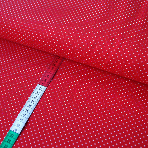 Jerseystoff 2mm Punkte Dots Tupfen Weiß auf Rot