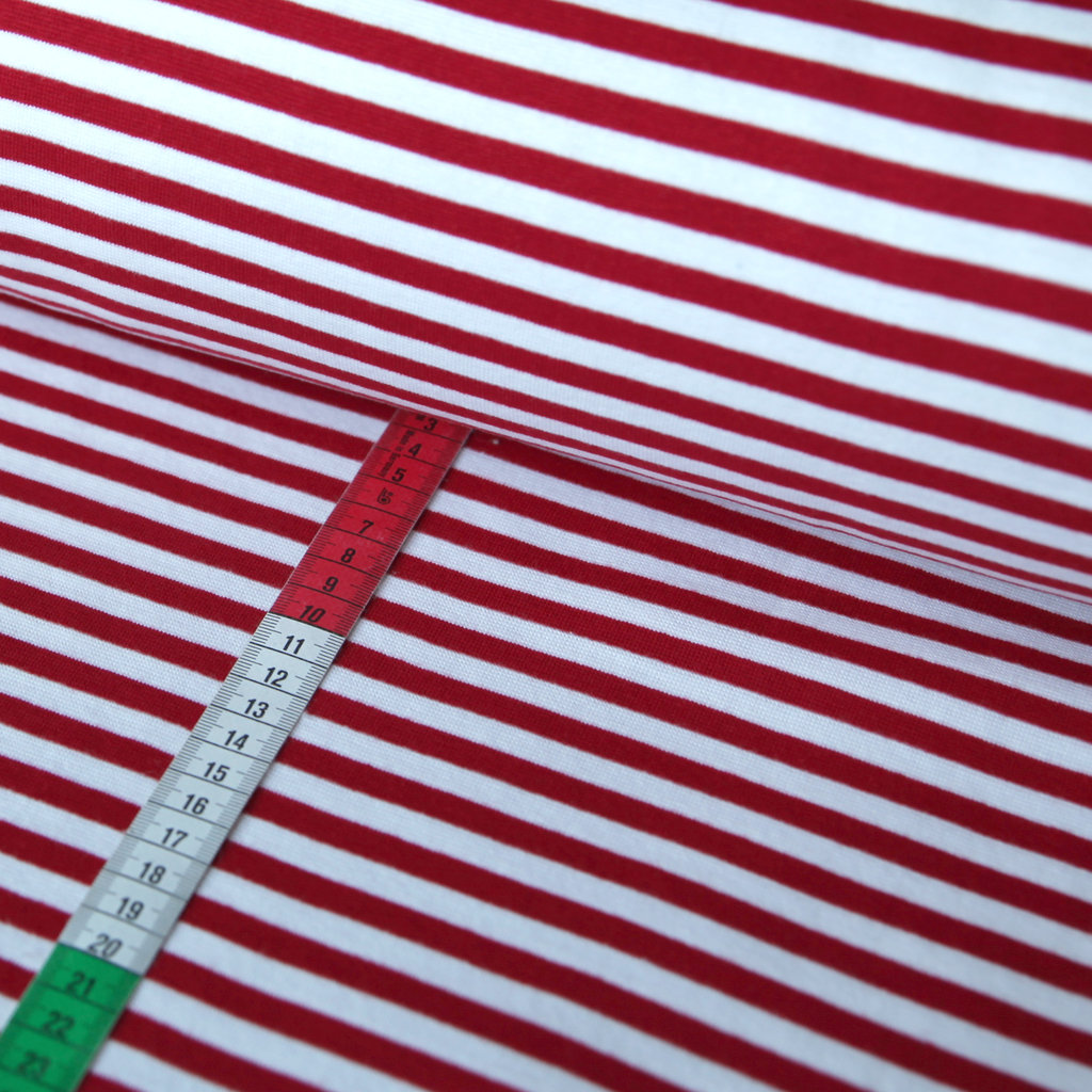 Weiss  Streifen 0,4 cm Bündchen Schlauchware Feinstrick 35 cm Rot 
